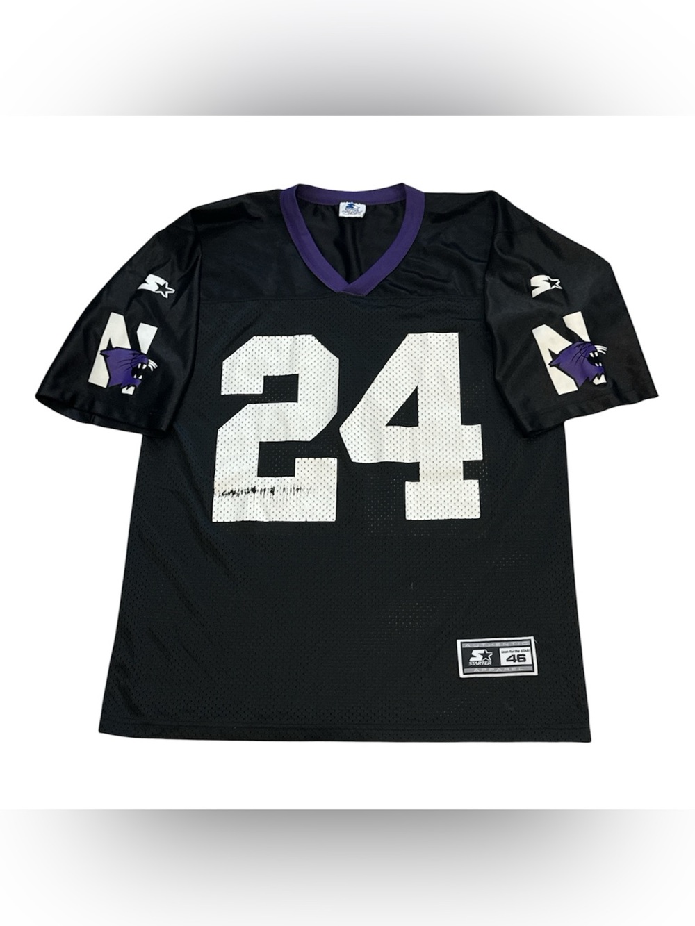 Vintage 90s Starter Northwestern Wildcats NCAA Football Black Jersey Mens 46 L